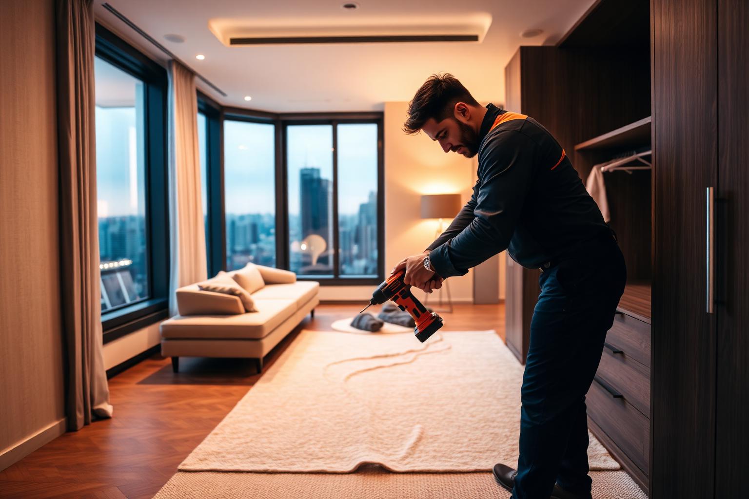 Montador da HD Montagens trabalhando em apartamento em São Paulo